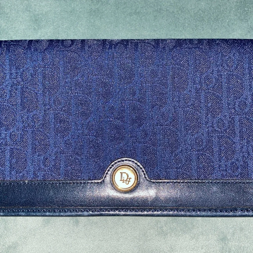 Christian Dior Long Wallet Blue Vintage - Picture 3 of 11